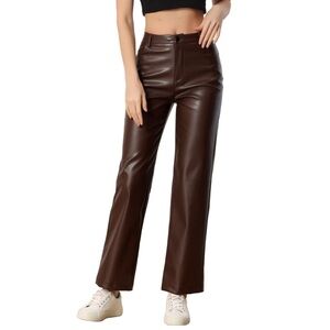 Vera Moda Brown Faux Leather Pants sz 27 petite inseam